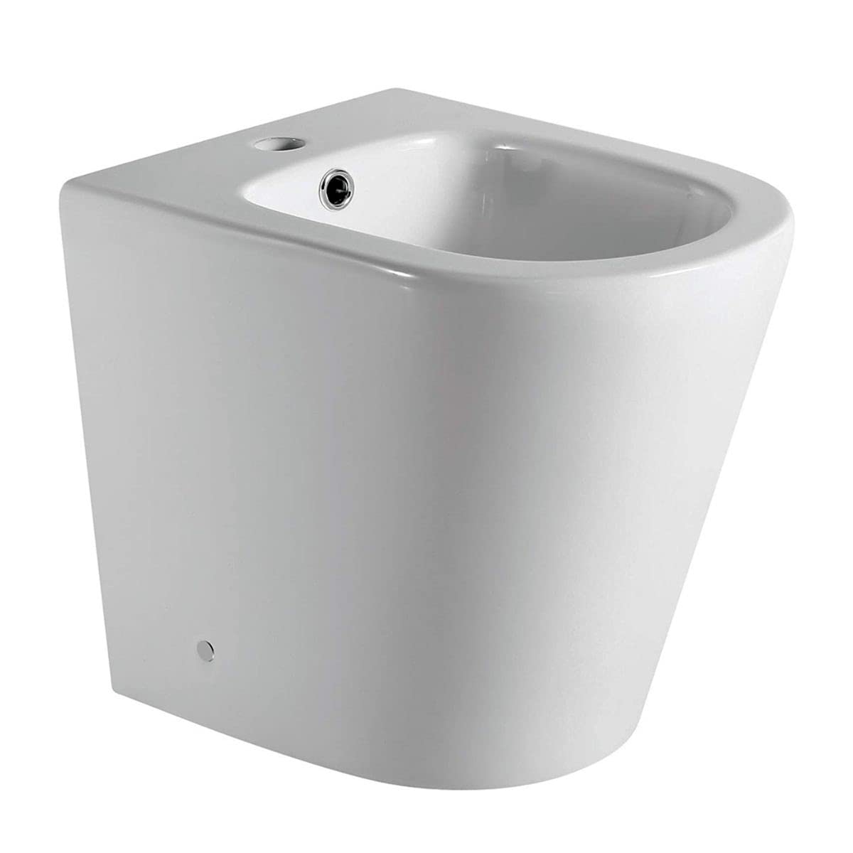 Bidet a Suelo de Baño Moderno Redondo - Bidé Cerámico Blanco a Juego con inodoro Redondo -Sin tapa y Fácil Limpieza GINO (Solo Bidet)