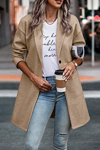 PRETTYGARDEN Women Plaid Shacket Jacket Trendy Fall Casual Button Wool Blend Tartan Trench Coat Winter Clothing with Pockets