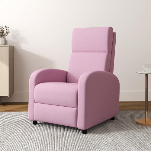 Miniatura 2 de Homcom Sillón Relax Reclinable Manual Sillón Relax Tapizado En Lino Sintético Con Reposapiés Respaldo Alto Carga 120 Kg Butaca Reclinable Para Dormitorio Oficina Rosa
