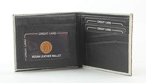 Leather Impressions Slim Bifold Mens Wallet - Deer Print Vegan Leather Wallet For Men With Top-Flap 2 ID Windows, 7 Cards, 2 Inner Slots & 2 Cash Pockets - Billfold Men's Wallet & Gift Box2