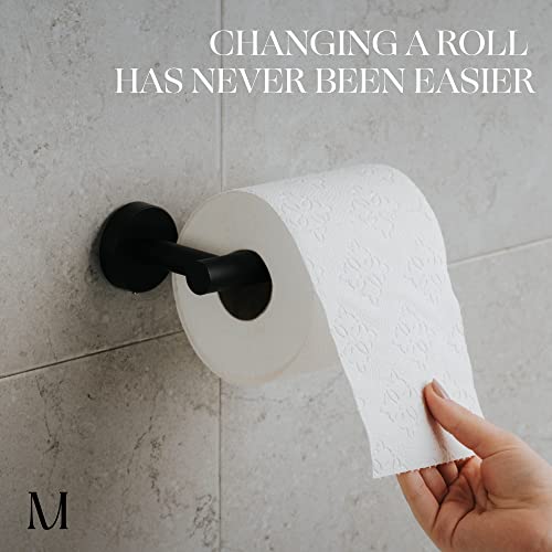 Image of Marmolux Acc 2 PCS Matte Black Bathroom Hardware Set - Hand Towel Holder for Bathroom Wall + Black Toilet Paper Holder Wall Mount | Towel Holder Hanger Rack Stainless Steel Bathroom Set - Towel Rack