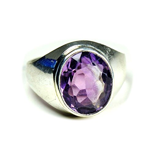 Bague améthyste naturelle de forme ovale en argent sterling taille 52