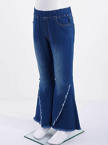Shinsto Kids Girls Casual Jeans Bell Bottom Denim Pants Jeans Ripped High Waist Retro Wide Leg Flare Pants3