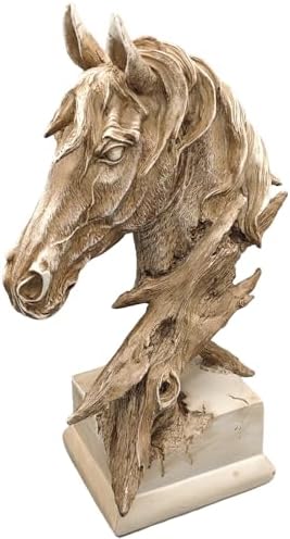 16" Animal Horses Head Bust Table Sculpture Retro Resin Home Deco...