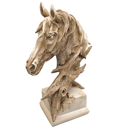 Escultura de busto de cabeza de caballo de resina de 16 pulgadas