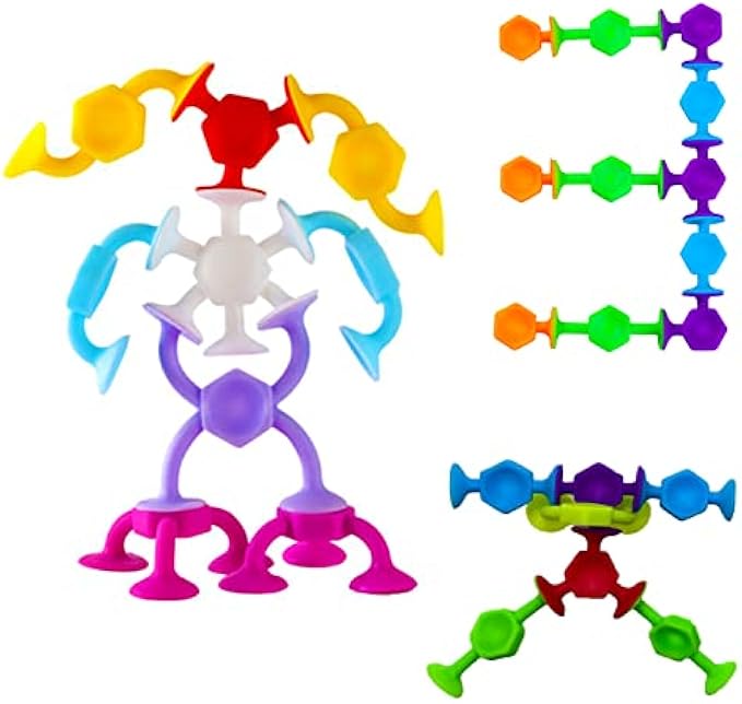 42 Piece Suction Cup Toys Construction Set , Silicone Building Blocks DIY Blocks Toys - Darts Sucker Toys are Fun Bath Toys,Sensory Toy for Toddlers 3 Year Old Boys and Girls