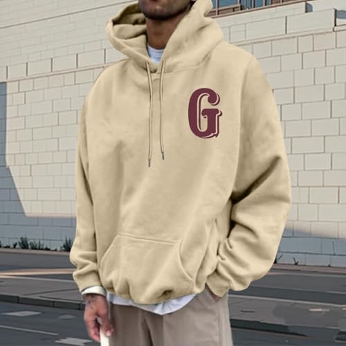 Oversized Hoodies Sweatshirt For Men - Retro Letter Print Casual Graphic Hoodie Drop Shoulder Pullovers Fashion Holiday Daily3