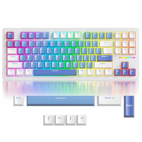 Image of Owpkeenthy 75 Percent Gaming Keyboard Gasket Mounted,87 Key TKL Mechanical Keyboard Hot Swappable Linear Pre-lubed Linear Switch South-Facing RGB Backlit for PC Laptop (N-Blue)