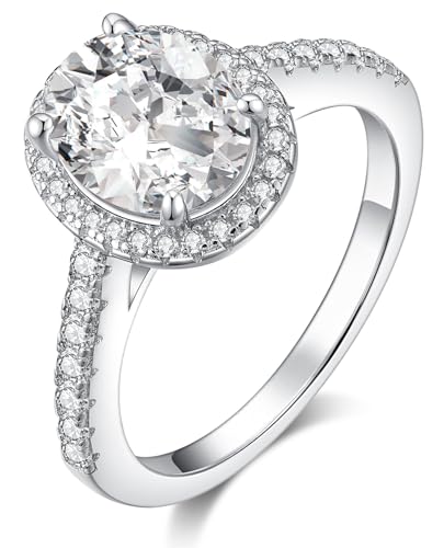 SecreTalk 2ct Moissanite Engagement Rings for Women - Oval Moissanite Promise Ring 925 Sterling Silver D Color VVS with Certificate of Authenticity