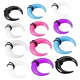 IMIKEYA 12 Piezas Anillos de Herradura para Septum y Oreja Kit de Dilatación con Acrílico U-Shaped para Piercing Nariz y Cartílago Diseño Ligero y Resistente para Prolongado