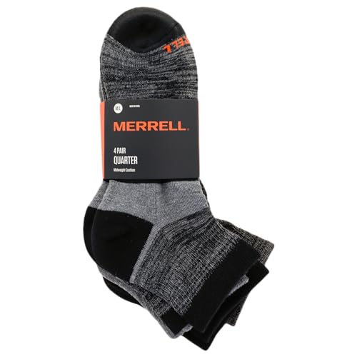 Image of Merrell Unisex Adult Men's and Women's Cushioned Midweight Ankle Socks - 4, 8, 12 Pairs - Moisture Wicking