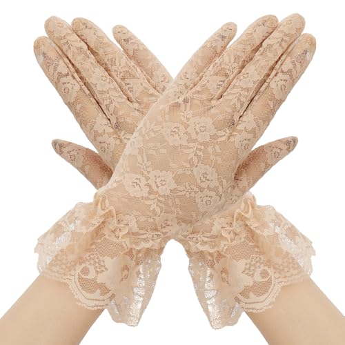 Lace Gloves for Halloween, Prom, Vampire Party, Wedding, Tea Party - White Formal Gloves