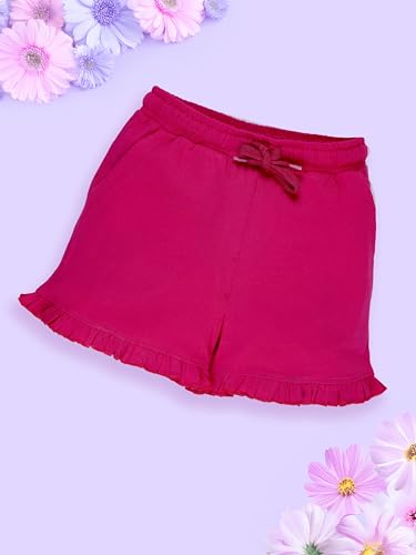 Image of KiddoPanti Girls 100% Cotton Bottom Hem Frill Hot Shorts