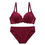 [シロハト] フェミニンレース ブラジャー ショーツ セット ABCDE 総レース(WI-ワイン、D75)