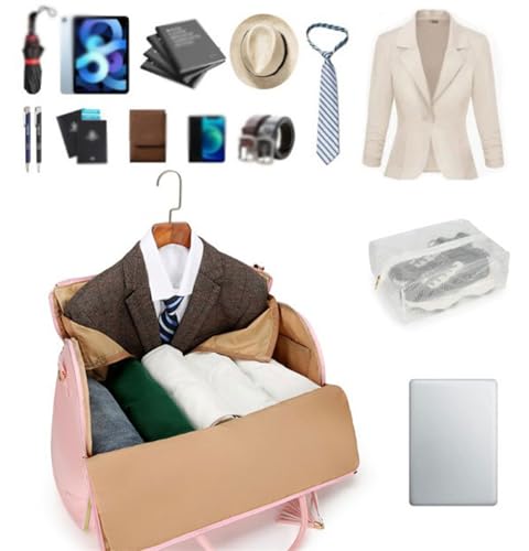 Trendfetchus Foldable Travel Bag 2.0, Large Capacity Foldable Garment with Shoe Pouch & Detachable Shoulder Strap (Beige)2