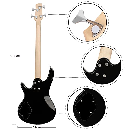 Bullfighter 158 Electric Bass Guitar 4 Strings Full Size P Bass Beginner Kit Black thumb #3