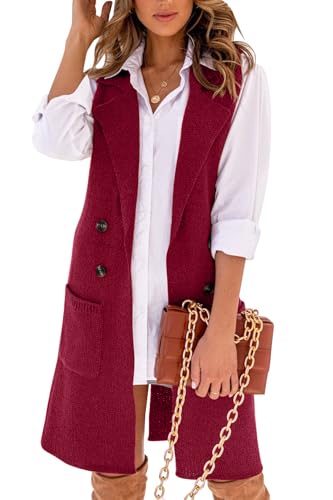 Image of IDEALSANXUN Womens Long Sweater Vest Fall Winter Sleeveless Knit Cardigan Outerwear