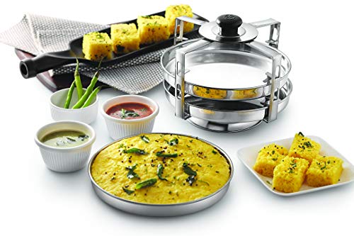 Image of Komal Stainless Steel Dhokla Stand,4 Plates,Silver