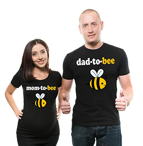 Silk Road Tees Couple Maternity Shirts New Baby Announcement T-Shirts Dad and Mom Maternity Funny T-Shirt Couple Matching Pregnancy T-Shirt Men Medium - Women Medium Black