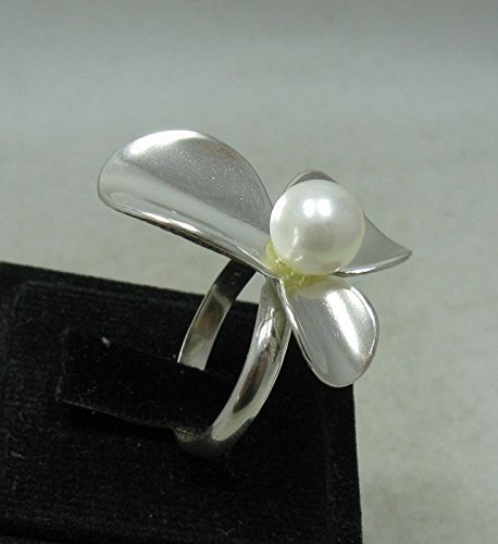Sterling silber ring Blume mit 8mm perle 925 Empress jewellery Größe 46-69 R001144