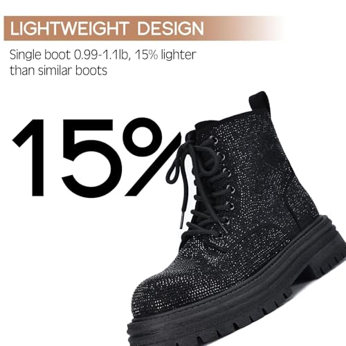 Women's Sparkly Rhinestone Chunky Platform Dress Boots Comfortable Round Toe Soft Sole Non-slip Goth Punk Short Boots with Side Zipper for Causal Walking Party3