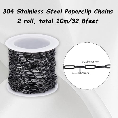 Chaîne trombone noire en acier inoxydable durable pour colliers chic