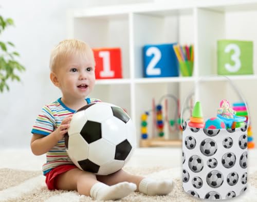 Image of Soccer Basket Kids Storage Basket Baby Gift Basket Rectangular Cute Toy Storage Bin Box Organizer Book Shelf Basket Dinosaur Room Decor(Soccer)