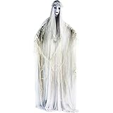 Haunted Hill Farm Life-Size Scary Ghost Bride, Halloween Animatronic with Touch Activated Lights and Sound, Battery Operated Indoor or Covered Outdoor Halloween Decorations, Creepy Halloween Prop