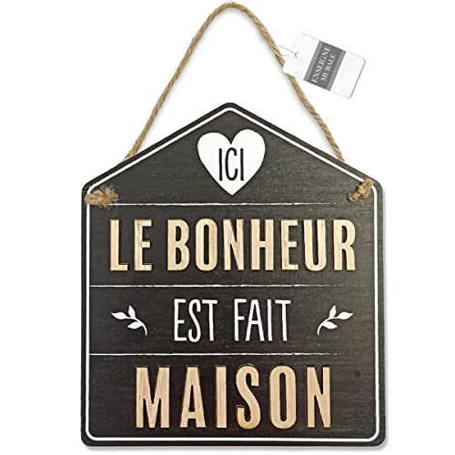 STC Plaque décorative 'Le Bonheur est Fait Maison' - 20 cm x 30 cm - Noir - Champêtre Français