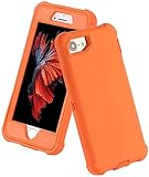 Case for iPhone SE Orange 2020, Heavy Duty Shockproof Triple Defender High Impact Tough Rugged...