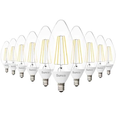 Sunco 10 Pack LED B11 Light Bulb Dusk to Dawn Candelabra, 5W Equivalent 40W, CRI91 4000K Cool White, 500 Lumens, Edison Vintage Filament E12 Base, Photocell Sensor for Sconces Chandeliers, UL