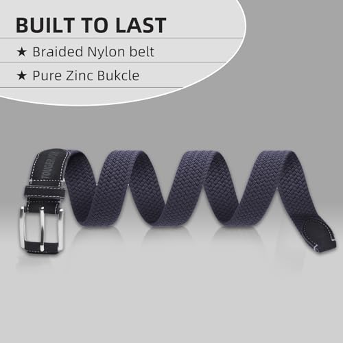 Stretch Braided Woven Belt for Men 2 Pack,Mens Gift Web Belt No Hole Elastic for Casual Golf Jeans2