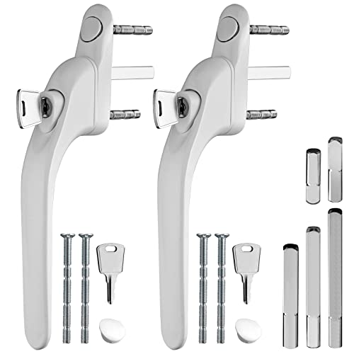Neoteck 2PCS Inline Window Handle Universal Espag Key Locking Lockable Double Glazing Suitable for All Common Windows and Balcony Doors