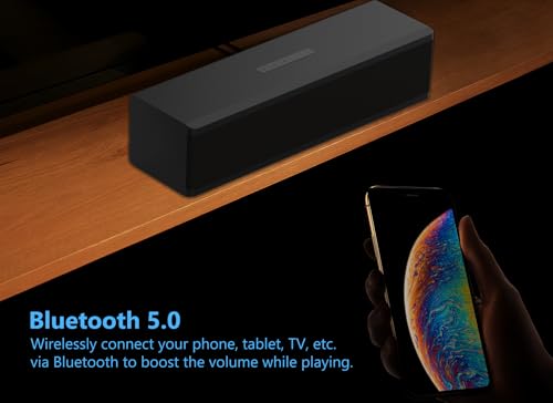 2.1 Wooden Compact TV Sound Bar with Wooden Subwoofer, HDMI ARC/Bluetooth/Optical/AUX/RCA Connection, Remote Control, Adjustable Bass, Ideal Listening Hip-Hop, Rock, Heavy Metal Music - Image 6