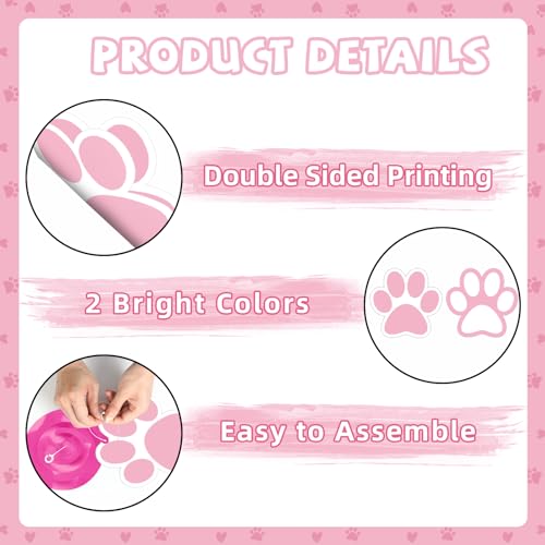 Image of Weecent 24 Pcs Dog Paw Prints Themed Party Hanging Swirl Pink White Puppy Birthday Decorations Banners Paw Prints Ceiling Streamers for Pets Birthday Baby Shower Party Favors Supplies