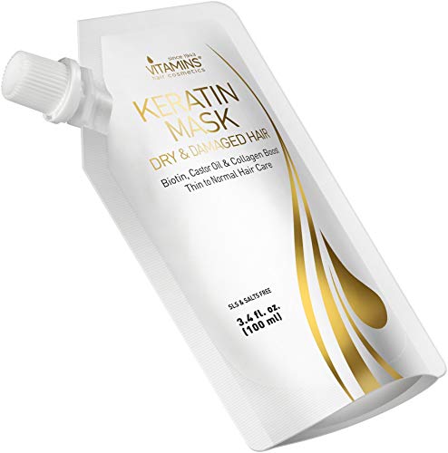 Vitamins Hair Cosmetics KERATIN_THIN_MASK_TRAVEL Vitamins Keratin Hair Mask Deep Conditioner - Biotin Collagen Protein & Castor Oil Repair For Dry Damaged Or Color Treated Hair - Conditioning Treatment thumb #6