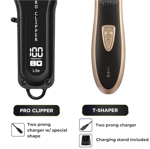 Image of Supreme Trimmer 2-in-1 Pro Clipper & T-Shaper Combo | Professional ST5200 Beard Trimmer STC5030 Hair Clipper Barber Kit | Gold