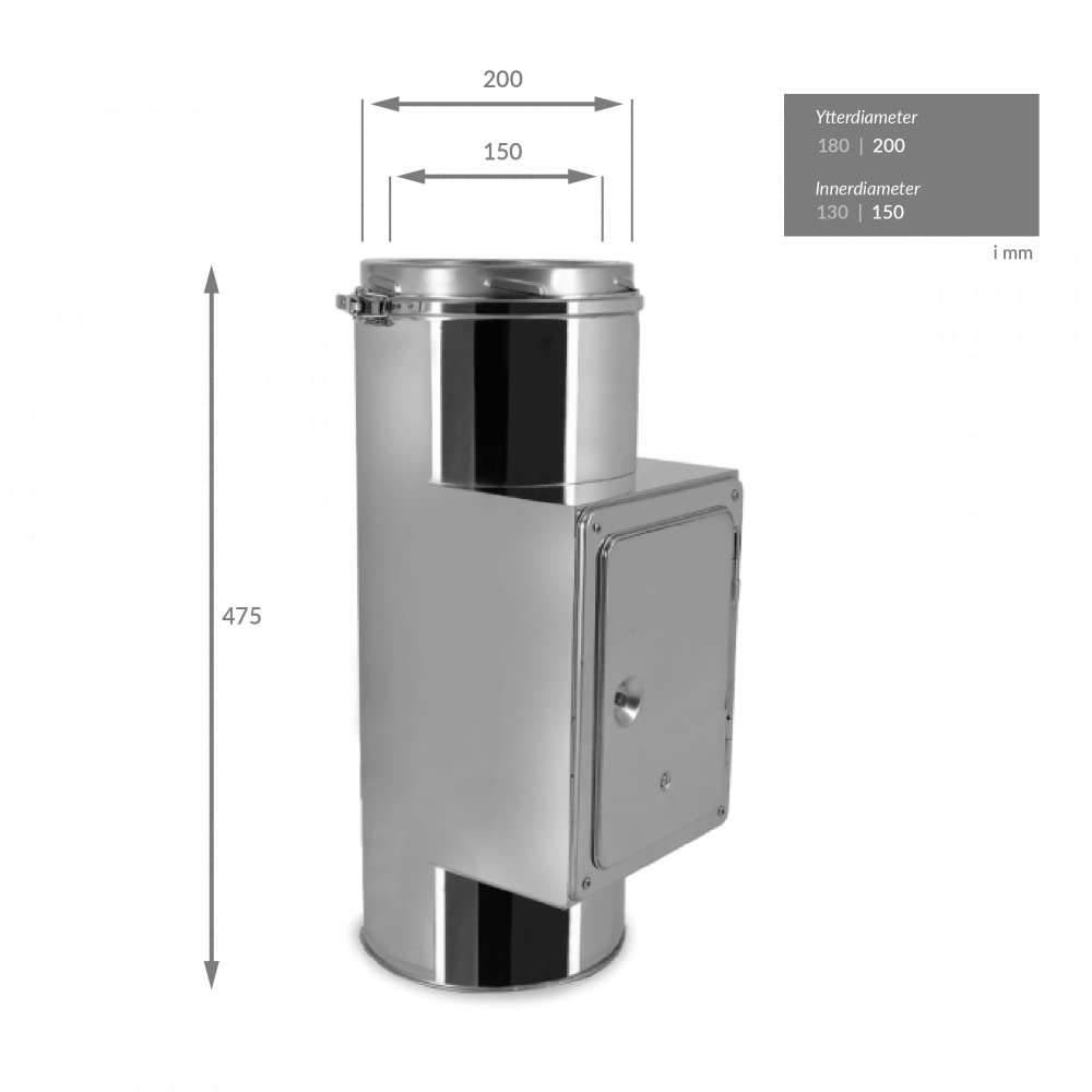 Sportello di pulizia acciaio inox I Componenti per canna fumaria I ø 150 mm I Ottimo isolamentoa doppia parete I Oskar