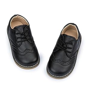 Meckior Toddler Boys Girls Dress Shoes Little Kid Oxford Shoes Wedding Church Dress Shoes PU Leather Lace Up School Uniform Loafer Flats