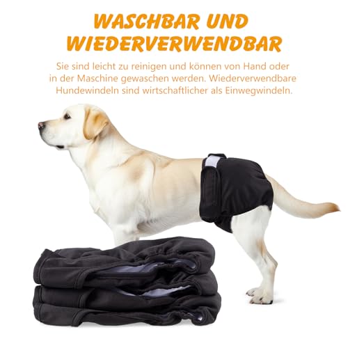 3 Stück Wiederverwendbare Hundewindeln, Verdickte Hochsaugfähige Läufigkeitshose für Hündinnen Waschbare Hundewindel Hundehöschen Windeln für Hunde Läufigkeit Inkontinenz Lange Reisen (40-50cm, M)