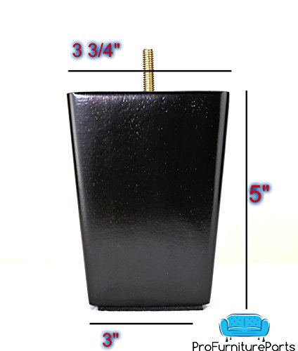 ProFurnitureParts 5" Inch Espresso Finish Square Tapered Wood W/ Anti Skid Pads Set of 4