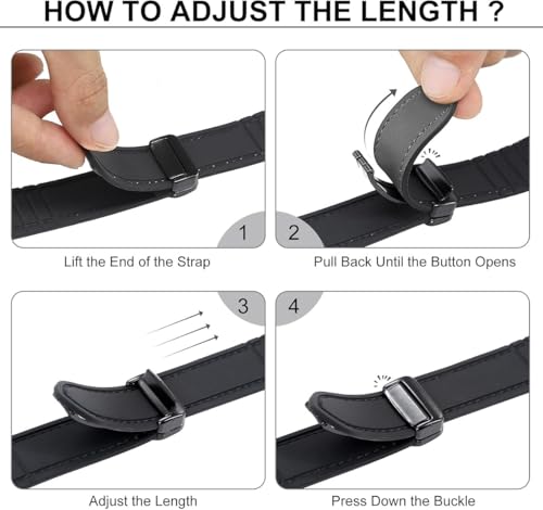 Image of Magnetic Leather Bands Compatible with Apple Watch 49mm 46mm 45mm 44mm 42mm | Genuine Leather with Magnetic Buckle for iWatch Ultra 2 Ultra SE Series 10 9 8 7 5 4 3