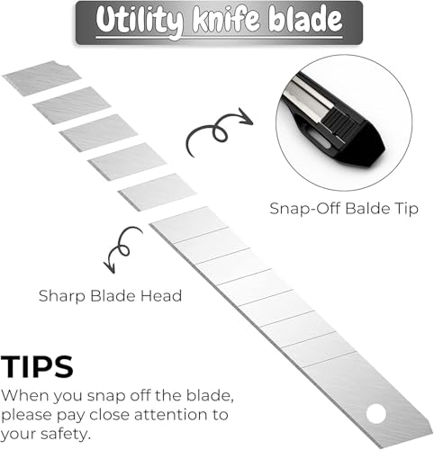 Image of Gebildet 6pcs Professional Cutter - 9mm Snap Off Blades / 60 Degree Foil /Utility /Graphic Knife Set - Ideal for Foils, Wallpaper, Crafts, Cartons
