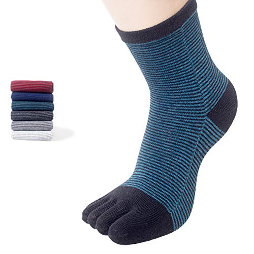 YAOBAO Mens Five Finger Toe Socks Cotton Running Mini Crew Socks,6 Pairs