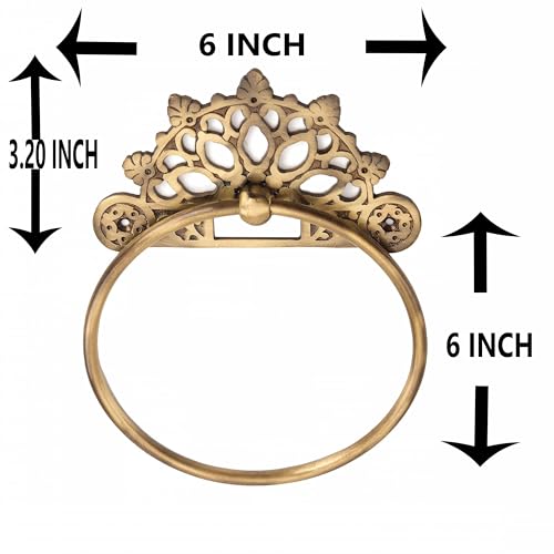 Stylentdecor Victorian Towel Ring | Solid Brass | Antique 6 Inches | Hand Towel Hanger | Round Towel Holder For Bathroom thumb #5