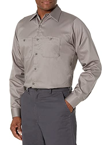 Image of Red Kap Men's Long Sleeve Industrial Work Shirt | Moisture Wicking Button Up, Wrinkle Resistance Fights Fading & Stains