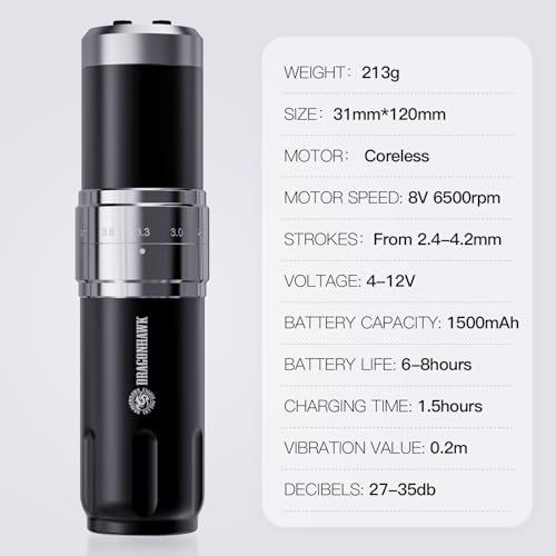 Dragonhawk YBVR Wireless Tattoo Gun Kit thumb #1