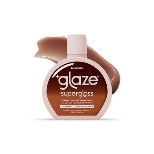 Glaze Super Gloss Color Conditioning Gloss Cocoa Lights for Medium to Dark Brown Hair with Highlights Rinse Out Semi-Permanent Hair Gloss that Enhances Color and Boosts Shine & Hydration
