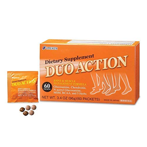 UmekenDuo Action, Infused with MSM + BCAA Herbal Formula, Chondroitin & Glucosamine Nutritional Supplements, Every Box Contains 60 Packets, Pack of 1, 1 Month Supply