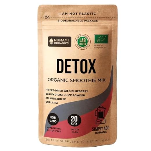 Numami Organic Detox Blueberry Smoothie Powder with Healthy Spirulina, Atlantic Dulse and Barley Grass Juice Powder, Premium Quality superfood from Europe